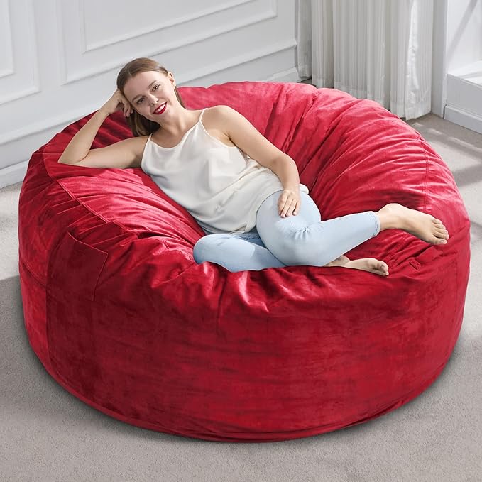 Hobestluk 5FT Bean Bag Chair Giant Bean Bag Chairs for Adults Large Bean Chairs with Removable Cover, Beanbag Chair with Filler, Adult Bean Bag Chairs for Living Room, Bedroom