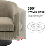 Swivel Barrel Accent Chair, Modern Round Corduroy Fabric Arm Chair for Living Room, Bedroom, Comfy Club Reading Chairs for Adults (Corduroy Camel, Set of 2)