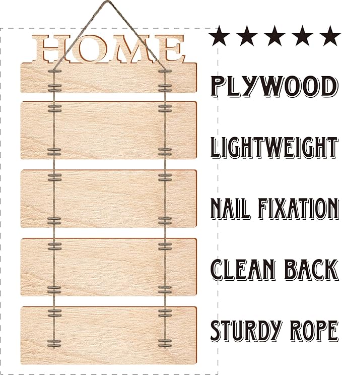 Wooden Collage Panels Home Positive Affirmations Wall Art - Wall Plaques for Living Room,Bedroom,Dining Room,Bathroom - Multicolor Family Rustic Farmhouse Wall Decor 5pcs