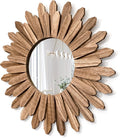 Honiway Mirror Wall Decor 21 inch Rustic Wood Boho Aesthetic Mirror for Room & Home Decor Farmhouse Wall Decor at Living Room Bedroom Carbonized Black