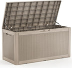 102 Gallon Outdoor Storage Box Waterproof, UV Resistant Resin Deck Box with Hydraulic Rod, Lockable Design and Enhanced Durability for Patio, Garden, and Poolside Use
