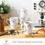 VEWEET Coffee Mugs Set of 6, 11 OZ Coffee Cups Set with Handle, Floral Mug Sets Ceramic Cup Set for Kitchen, Microwave & Dishwasher Safe, Series ANNIE
