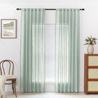 MYSKY HOME Living Room Curtains for Windows Semi Sheer Curtains 90 Inch Length Boho Room Decor Sliding Glass Patio Doorways Light Filtering Privacy Protect Soft Texture, Aqua, 50" x 90", 2 Panels