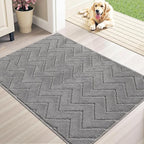 Stiio Front Door Mat Indoor Outdoor Entrance, Absorbent Muddy Dirt Resist Doormat, Low Profile Washable Fade Resistant Entryway Mat for Entry Patio Porch, 24x35.5 Inches Grey
