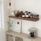 12 Inch Deep Floating Shelves, 48W x 12D Rustic Large Floating Shelves, Deep Walnut Wood Wall Shelves Set of 1 for Living Room Bathroom Laundry Room Bedroom Kitchen Home Office - Walnut