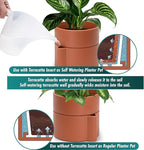 8 Inch Self-Watering Planter Pot with Terracotta Insert, Deep Water Reservoir, and Ceramic-Alike BPA-Free Plastic Planter Pot for Plant, Modern Planter for Houseplants, Terracotta, 53-A-T-3