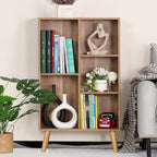 5 Cube Small Bookshelf - 3 Tier Mid-Century Modern with Legs