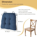 Non Slip Chair Cushions for Dining Chairs Set of 4 Kitchen Chair Cushions 18"x18"x3" Turfted Chair Pads Comfortable and Soft Seat Cushion with Ties, Royal Blue