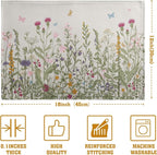Rustic Wildflower Floral Placemats Set of 4 Spring Summer Vintage Flowers Plants Herbs Linen Table Mats 12x18 Inch Seasonal Flower Decorative Place mats for Farmhouse Kitchen Dining Decoration
