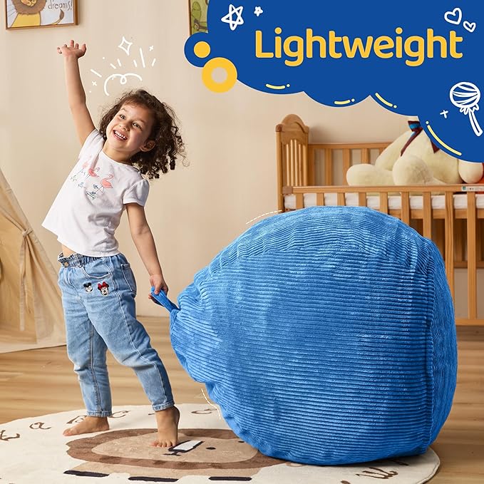 Bean Bag Chairs Teardrop Bean Bag Chair Beanbag Chair with Memory Foam Filled Machine Washable Cover for Living Room, Bedroom (Small,Blue)