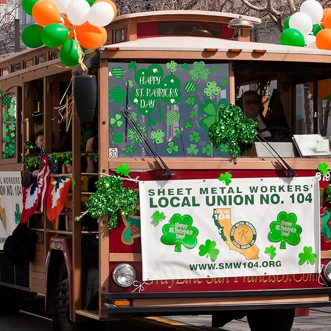 9 Sheets St Patricks Day Window Clings, 115 PCS St Patrick's Day Shamrock Window Stickers for St Patricks Day Decorations, Green Static Spring Window Clings for Glass Windows St Patricks Day Decor