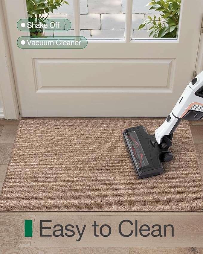 LUMI Indoor Door Mat 36"x56", Ultra Thin Low Profile Non-Slip Doormat for Home Entrance, Absorbent & Stain-Resistant Welcome Mats, Washable Entryway Mat for Front Door, Patio, Porch, Camel