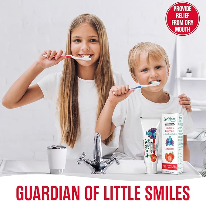 SprinJene Natural Kids Toothpaste, Strawberry | Natural Children’s Toothpaste | Fluoride Free Toothpaste for Toddlers | 1 Pack