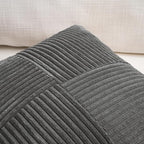 Fancy Homi 2 Packs Dark Gray Long Lumbar Decorative Throw Pillow Covers 16x24 Inch for Couch Bed Sofa, Rustic Farmhouse Boho Home Decor, Soft Striped Corduroy Rectangle Accent Cushion Case 40x60 cm