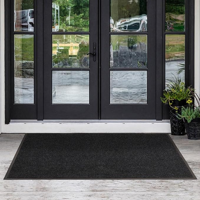 Large Front Door Mat, 60" x 36" Durable Front Doormat, Heavy Duty Large Welcome Door Matt for Home Entrance, No Slip Rubber Low Profile Door Mats for High Traffic Area
