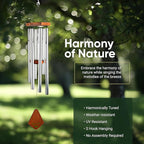 Nature’s Melody Premiere Grande Tunes Wind Chimes – Outdoor Windchime with 6 Tubes Tuned to E Pentatonic Scale, Rustproof Aluminum, Beech Wood & S Hook Hanger for Sympathy, Memorial Gift or Zen Garden
