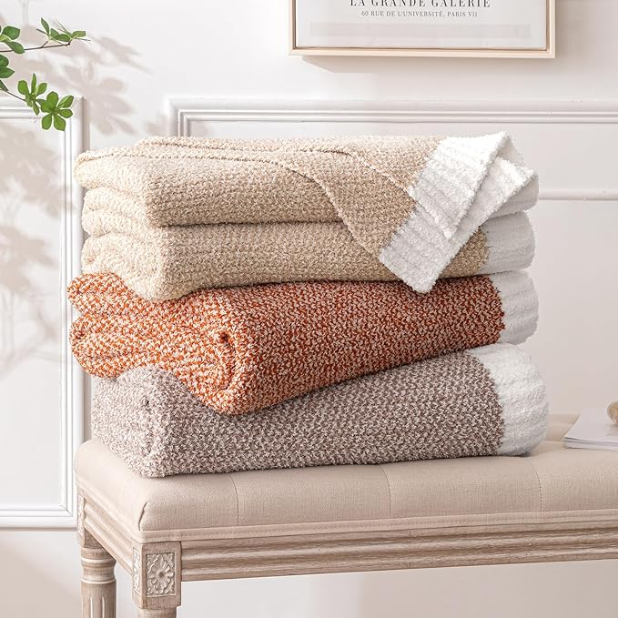 MIULEE Fall Burnt Orange Super Soft Throw Blanket for Bed, Twin Size Cozy Fluffy Warm Blankets Knit Blankets for Couch, Sofa, Chair, Living Room, Camping, Picnic, 60 x 80 inch