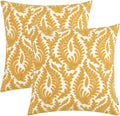 HWY 50 Mustard Yellow Decorative Throw Pillow Covers 18x18 Inch, Pack of 2 Embroidered Cotton Farmhouse Cushion Cover Pillow Case for Sofa Couch Living Room Bed Bedroon, Accent Branches
