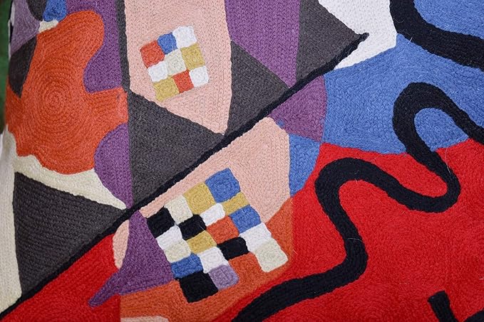Kandinsky Modern Couch Pillow Cover - Red Flow | Abstract Pillows | Mid Century Chair Cushions | Handmade Wool Size 18x18