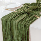 Sioloc 5 Pack Moss Green Cheesecloth Table Runner Fall Autumn Decor for Home 10ft Table Cloth for Tea Wedding Birthday Party Baby Bridal Shower Halloween Thanksgiving