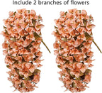 Bougainvillea Artificial Flowers Plants for Outdoors Outside Fall Autumn Decoration, 2 pcs Faux Silk Long Trailing Vines UV Resistant Look Real Brown Fake Flowers for Front Door Porch Planter Urn Yard