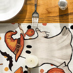 Artoid Mode Beige Ghost Jack-O'-Lantern Black Cat Halloween Table Runner,Holiday Kitchen Dining Table Decoration for Home Party Decor 13 x 48 Inch
