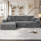 104" Cloudy Sectional L Shaped Couch for Living Room, No Assembly Required, Modular Comfy Sofa with Deep Seat, Fluffy Couch with Sleeper Chaise for Apartment Lounge (Grey)
