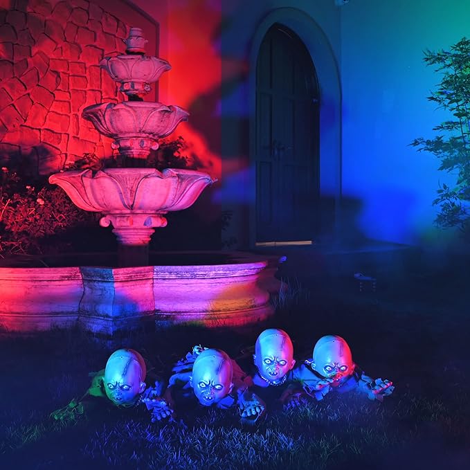 AW Halloween Animated Decoration Crawling Baby Zombie Scary Sound Sensor Activated Ghost Baby Doll Haunted House Flashing Eyes Party Outdoor Decor 2025