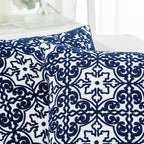 HWY 50 Navy Blue Decorative Throw Pillow Covers 18x18 Inch, Pack of 2 Embroidered Cotton Farmhouse Cushion Cover Pillow Case for Sofa Couch Living Room Bed Bedroon, Modern Pattern