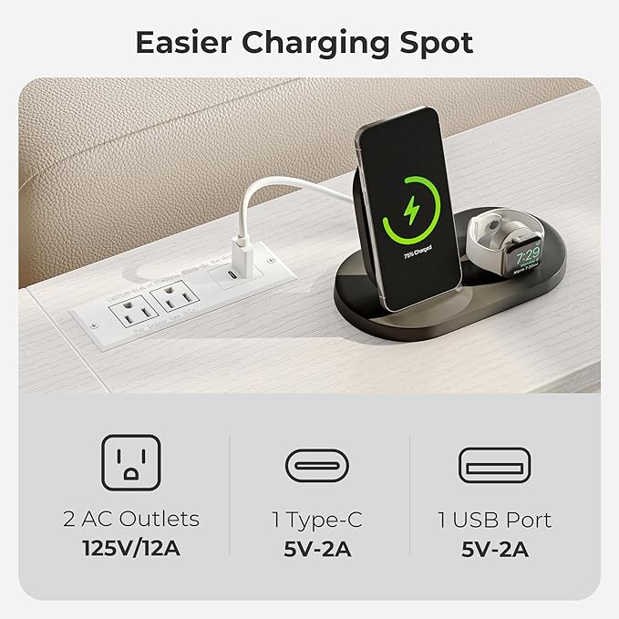 SUPERJARE 70 Inch Console Table with Outlets and USB-C Port, Extra Long Behind Couch Sofa Table with X-Shaped Design, Narrow for Entryway, Living Room, Metal Frame, Wooden Top, White