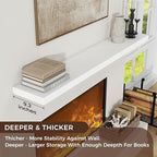 Floating Shelves for Wall, Large Wall Mounted Shelves with Invisible Brackets, Long Wood Floating Shelf for Living Room, Bedroom, Kitchen, (White, 55" W x 9" D x 1.5" H)