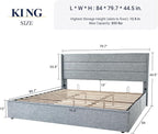 Allewie King Size Lift Up Storage Bed, Modern Wingback Headboard, Hydraulic Support, No Box Spring Needed, Grey Blue