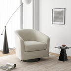 Swivel Barrel Accent Chair, Modern Round Linen Arm Chair for Living Room, Bedroom, Comfy Club Reading Chairs for Adults（Linen Fabric, Beige, Set of 2