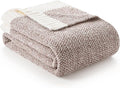 Snuggle Sac Taupe Blankets Twin Size, Reversible Super Soft Bed Blanket Warm Cozy Knit Fuzzy Plush Lightweight Blankets for Bed, Sofa, Living Room, Hotel, Heather Taupe, 60x80 inches