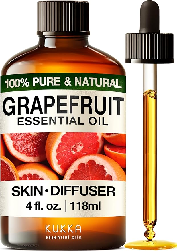Kukka Grapefruit Essential Oil for Skin - 4 Fl Oz - 100% Natural Aromatherapy Grapefruit Oil for Diffuser & Hair - Soap Making Scent & DIY