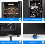 Wine Cooler Refrigerator 12 Bottles, Small Wine Fridge Mini Wine Fridge Countertop with Glass Door Wine Cellars for Red Wine, Champagne, Dry White Wine, Sparkling Wines