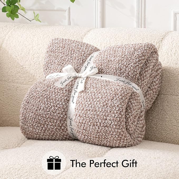 MIULEE Super Soft Throw Blanket for Couch, Taupe Cozy Fluffy Warm Blankets Lightweight Knit Throw Blankets for Sofa, Bed, Chair, Living Room, Camping, Picnic, 60 x 80 inch