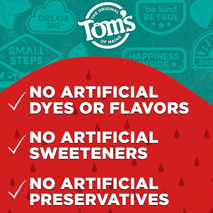 Tom's of Maine Natural Kid's Fluoride Free Toothpaste, Ages 2+, Silly Strawberry, 5.1 oz. 3-Pack (back in original formula)