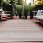 Stripe Outdoor Rug 5x7 Washable Outside Carpet for Indoor Patio Porch Waterproof Easy Cleaning Non Shedding Area Rugs Beige 5 x 7