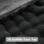 NEWCOSPLAY Faux Fur Throw Blanket Grey Bubble Blanket Thick Warm Soft for Couch Sofa Bed 550GSM (Grey, Throw(50"x60"))