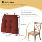 Non Slip Chair Cushions for Dining Chairs Set of 4 Kitchen Chair Cushions 18"x18"x3" Turfted Chair Pads Comfortable and Soft Seat Cushion with Ties, Rust
