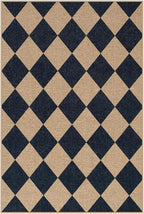 Lahome Checkered Easy Jute Kitchen Rug, 2x3 Front Door Mat Non Slip Washable Neutral Area Rug, Farmhouse Diamond Non Shedding Low Pile Floor Carpet for Entryway Porch Doorway