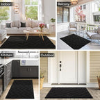 hicorfe Indoor Doormat,Front Back Door Mat Rubber Backing Non Slip Door Mats 20"x48" Absorbent Resist Dirt Entrance Doormat Inside Floor Mats for Entryway Washable Low-Profile(Black)