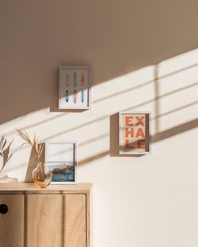 HAUS AND HUES 5x7 White Metal Picture Frames - Photo Frames 5X7 - Features Premium Aluminum, Vertical Hanging, Easel Back for Tabletop, Home, Office (5x7 in, White, Set of 3)