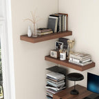 Deep Floating Shelves for Wall | 12 Inch Deep Floating Shelves 30 Inches Long Set of 2 | Rustic Walnut Floating Shelves for Living Room Bathroom Laundry Room Bedroom Kitchen Home Office