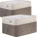 BALEINE 2 Pack Fabric Storage Bins for Shelves, Linen Storage Baskets for Organizing, Decorative Closet Bins for Clothes, Home (Brown, 15"x11"x9.5") ﻿