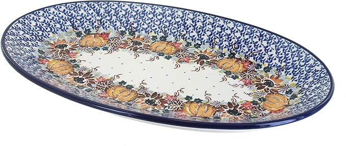 Blue Rose Polish Pottery Harvest Bounty Oval Platter