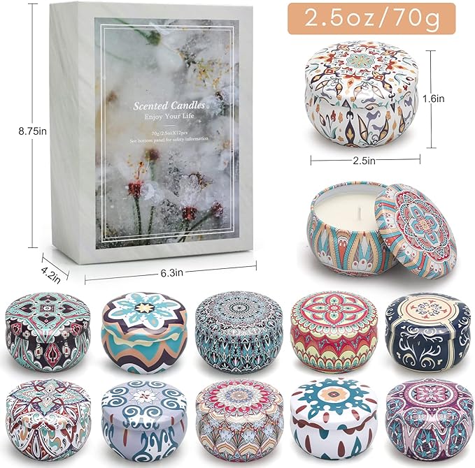 Candles Gifts for Women, 12 Pack Candles for Home Scented, 30 Oz Soy Wax Candle Gifts Sets, 240H Burning Candle for Scented, Ideal for Birthday, Valentine's Day, Mother's Day