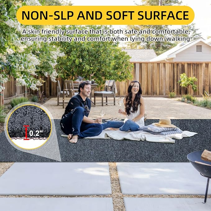 Marine Carpet,5 FT x 10 FT Dark Gray Indoor Outdoor Carpet 0.2" Thick Boat Carpet with Water-Proof TPE Backing, Non-Slide Outdoor Marine Carpet Roll for Home, Patio, Porch, Deck