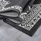 CAMILSON Outdoor Rug, 5x7 Medallion Black White Modern Area Rugs for Indoor and Outdoor Patios, Kitchen and Hallway Mats, Washable Porch Deck Outside Carpet (Medallion Black, 5 x 7)